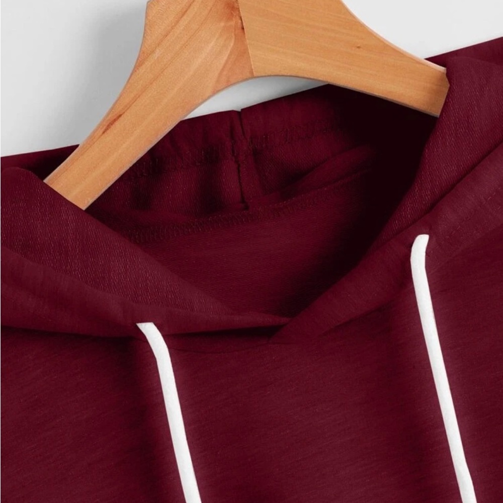 Women's Burgundy Hooded Top 🆕 - Picture 4 of 4